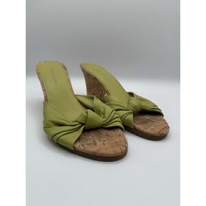 Naturalizer Green Leather Cork Wedge Sandals, Women's Size 7.5M